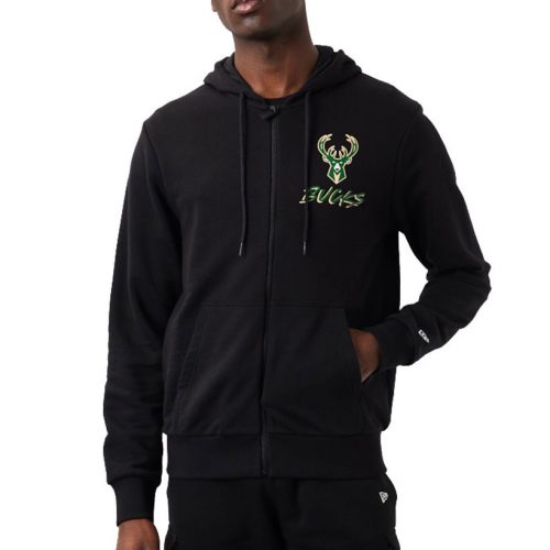 New Era Milwaukee Bucks Script Graphic Zip Hoodie   2XL