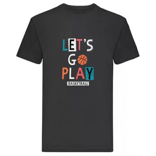 Let's Go Play Basketball Tee Black  2XL